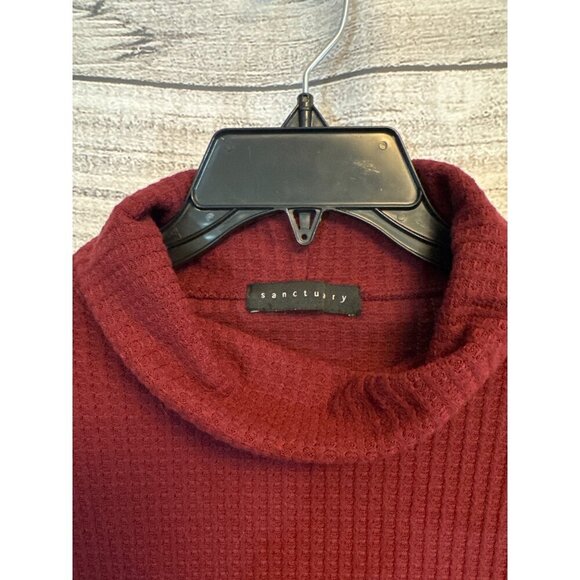 Sanctuary Burgundy Waffle Knit Turtleneck Sweater Pullover - Picture 2 of 3